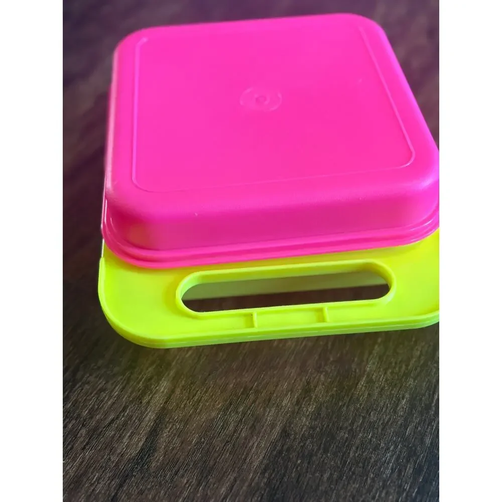 Vintage Tupperware Tuppertoys Pink Yellow Stencil Art Case 19 Pieces Retro 1990s